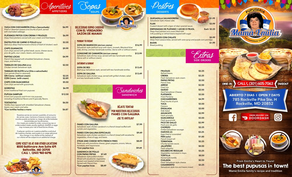 Hilda Pupuseria Menu