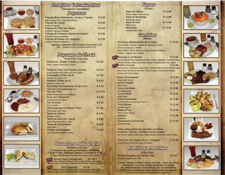 Hilda Pupuseria Menu